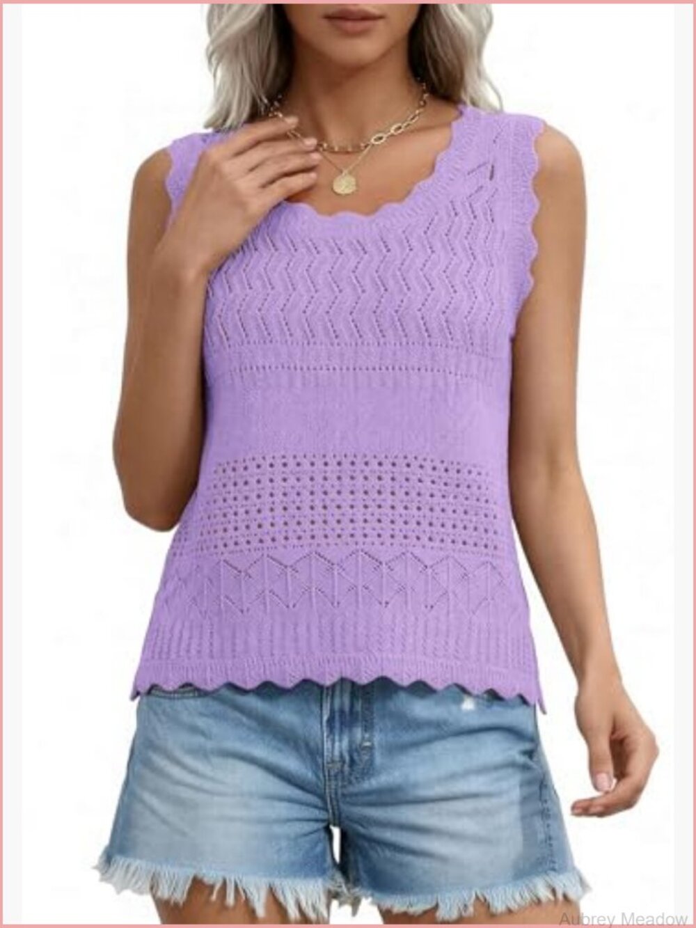 Crochet Tank Top Sleeveless Sweater Vest Boho Beach Vacation - Picture 6 of 7